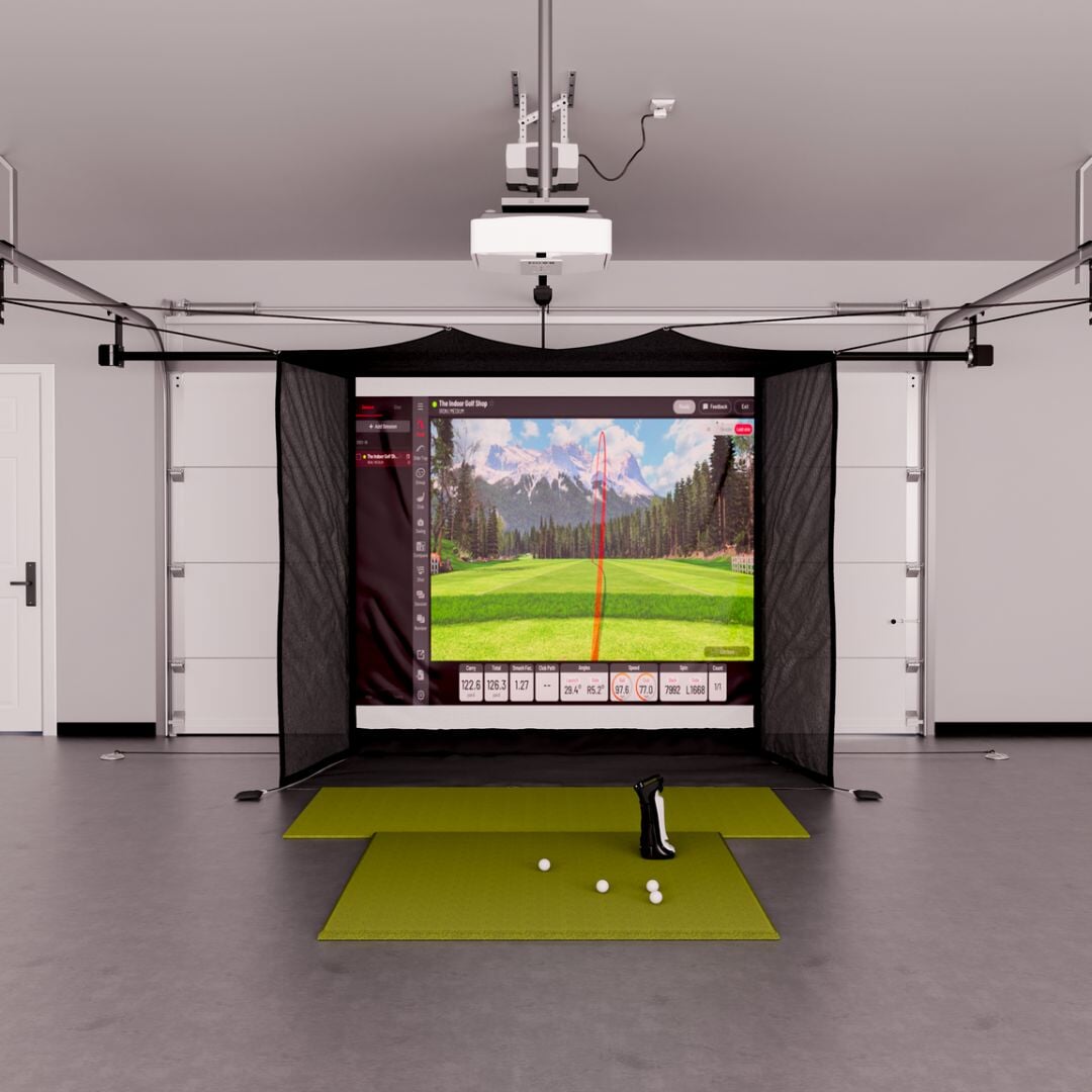 Uneekor EYE MINI Garage Golf Simulator Package - by The Indoor Golf Shop - G - TRAK