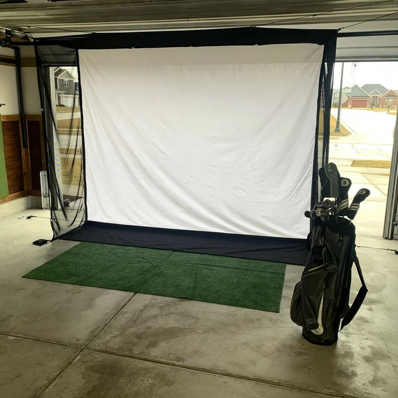 G-Trak retractable screen in garage with garage door open