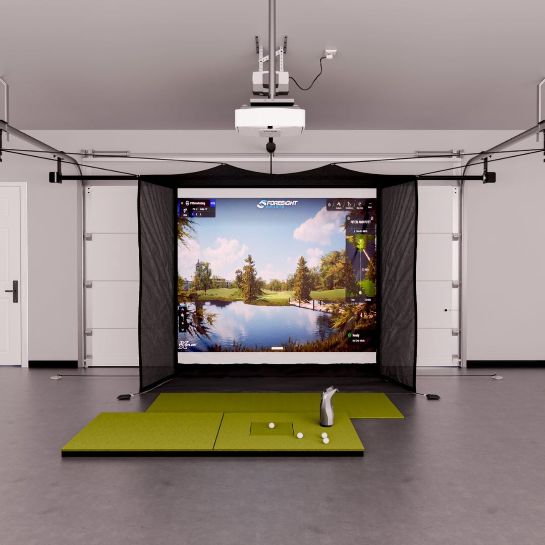 Bushnell Launch Pro Circle B Edition Garage Golf Simulator Package by The Indoor Golf Shop - G - TRAK